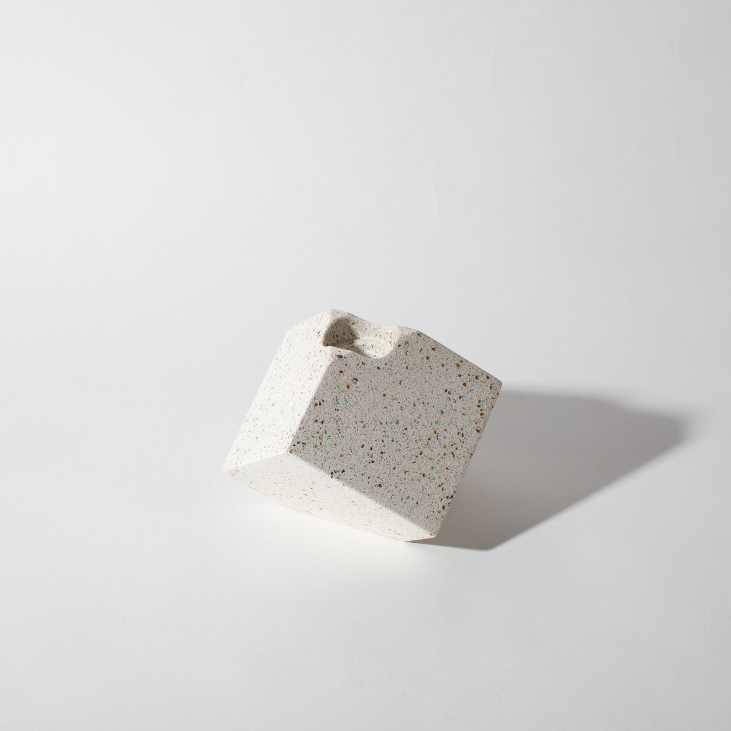 Pretti.CoolCube Candlestick Holder | White Terrazzo - M.S Skincare