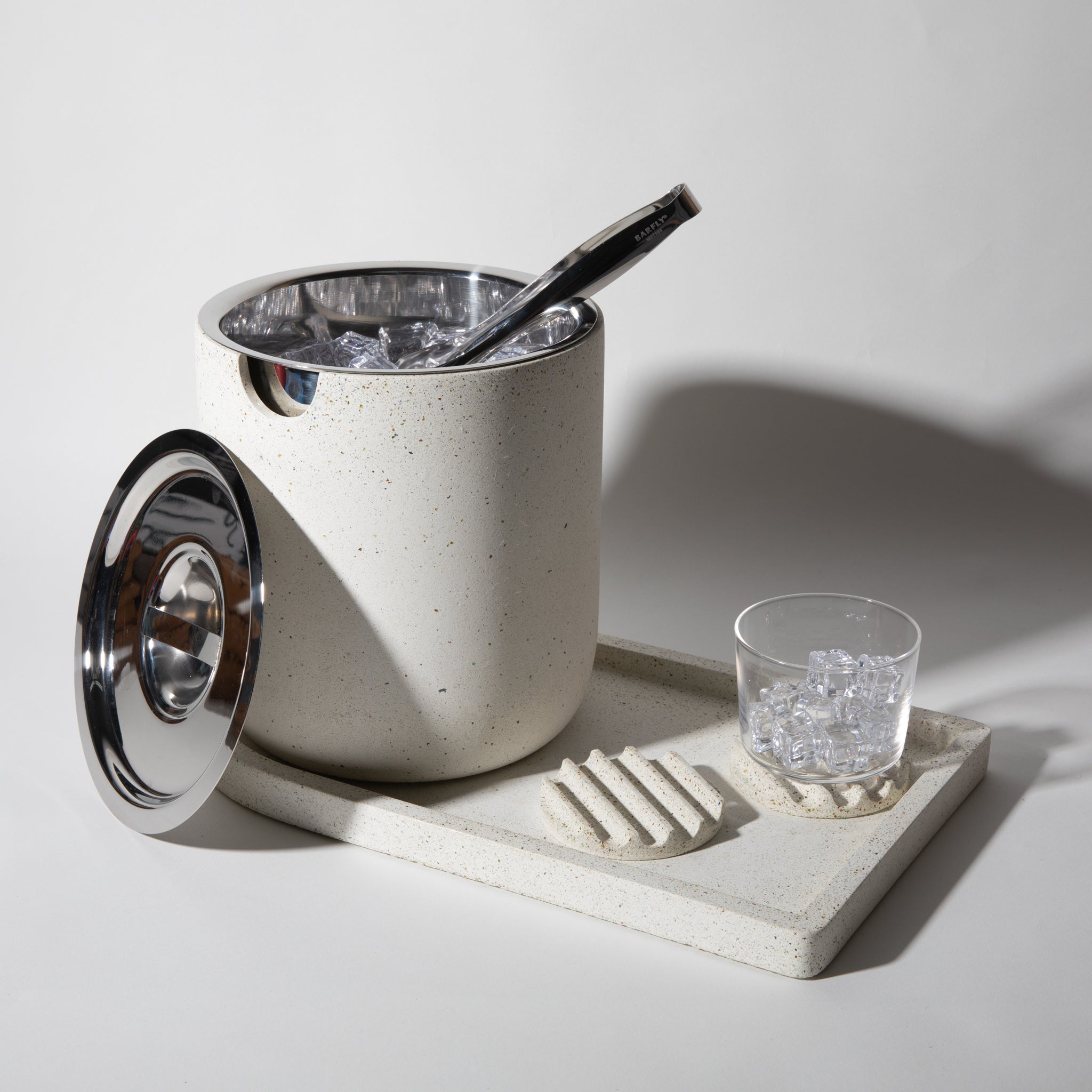 Pretti.Cool Ice Bucket Tray | White Terrazzo