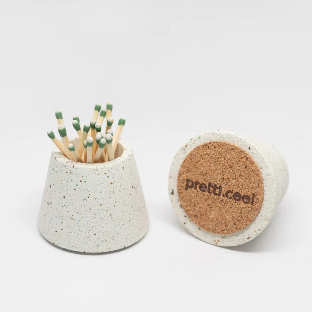 Pretti.Cool Matchstick Holder | White Terrazzo