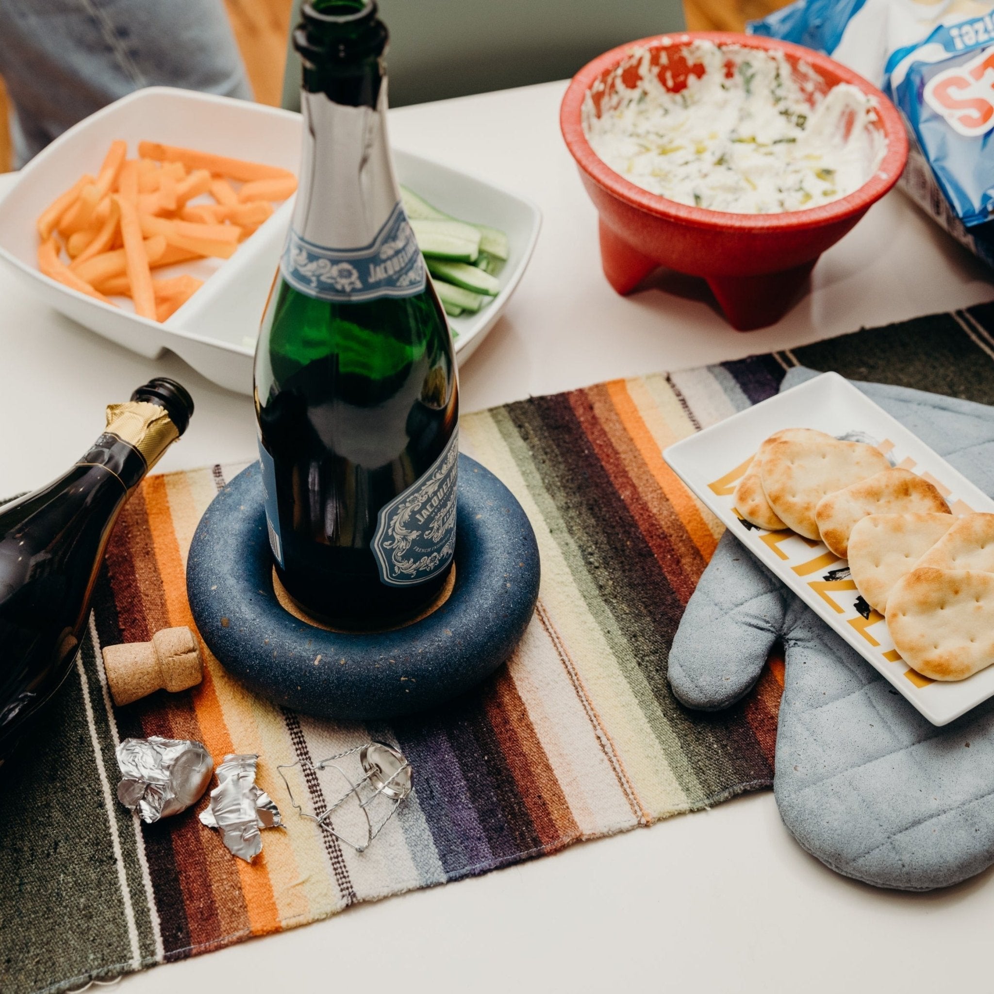 Pretti.CoolWine Bottle Coaster | Cobalt Terrazzo - M.S Skincare