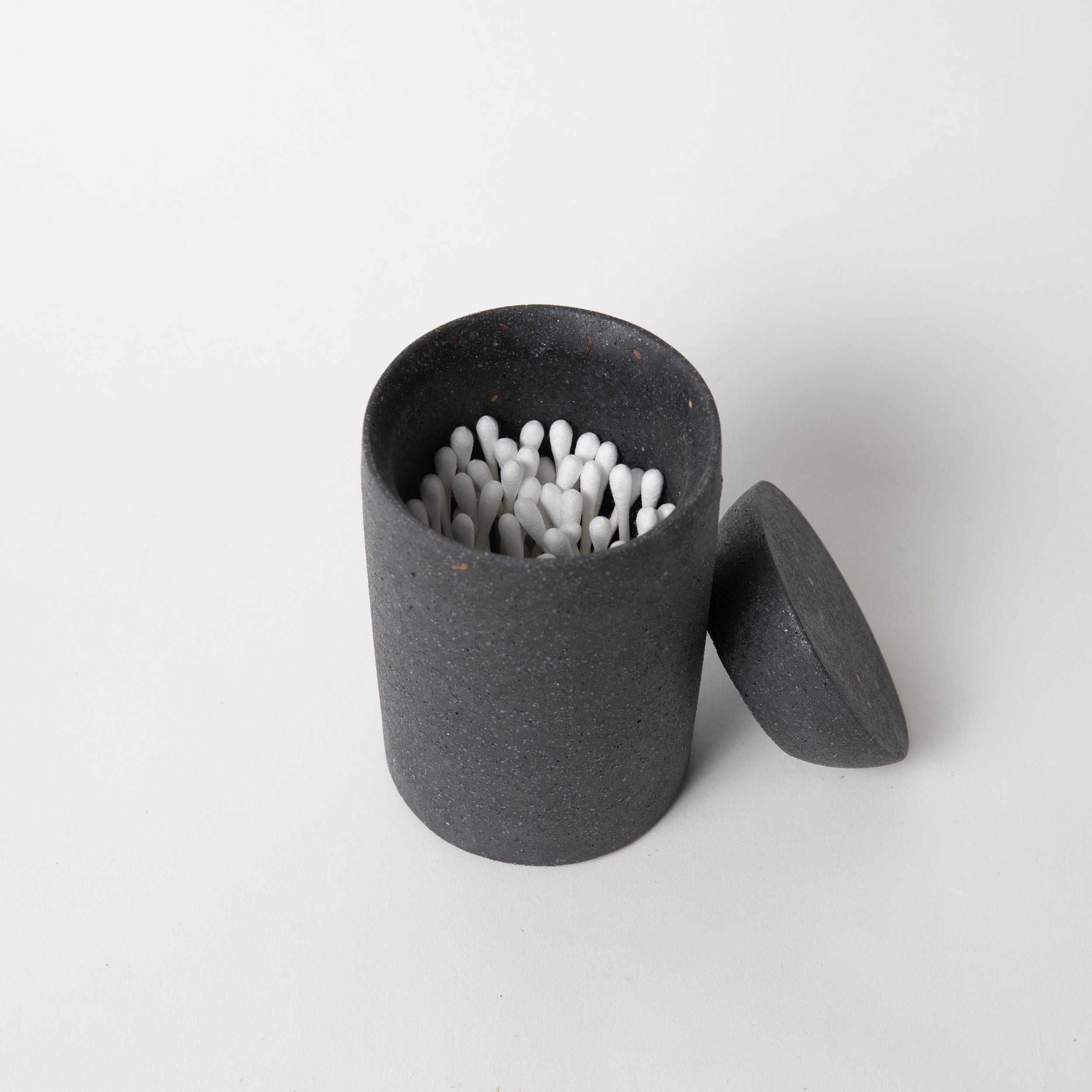 Cotton Swab Holder | Black Terrazzo