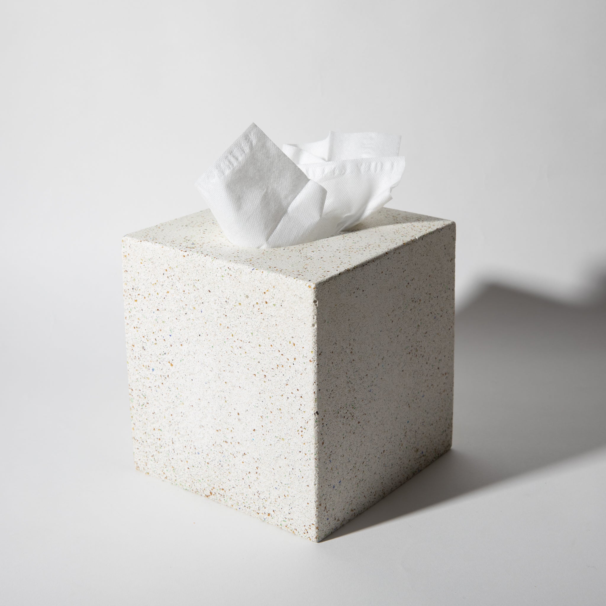 Tissue Box Cover | White Terrazzo