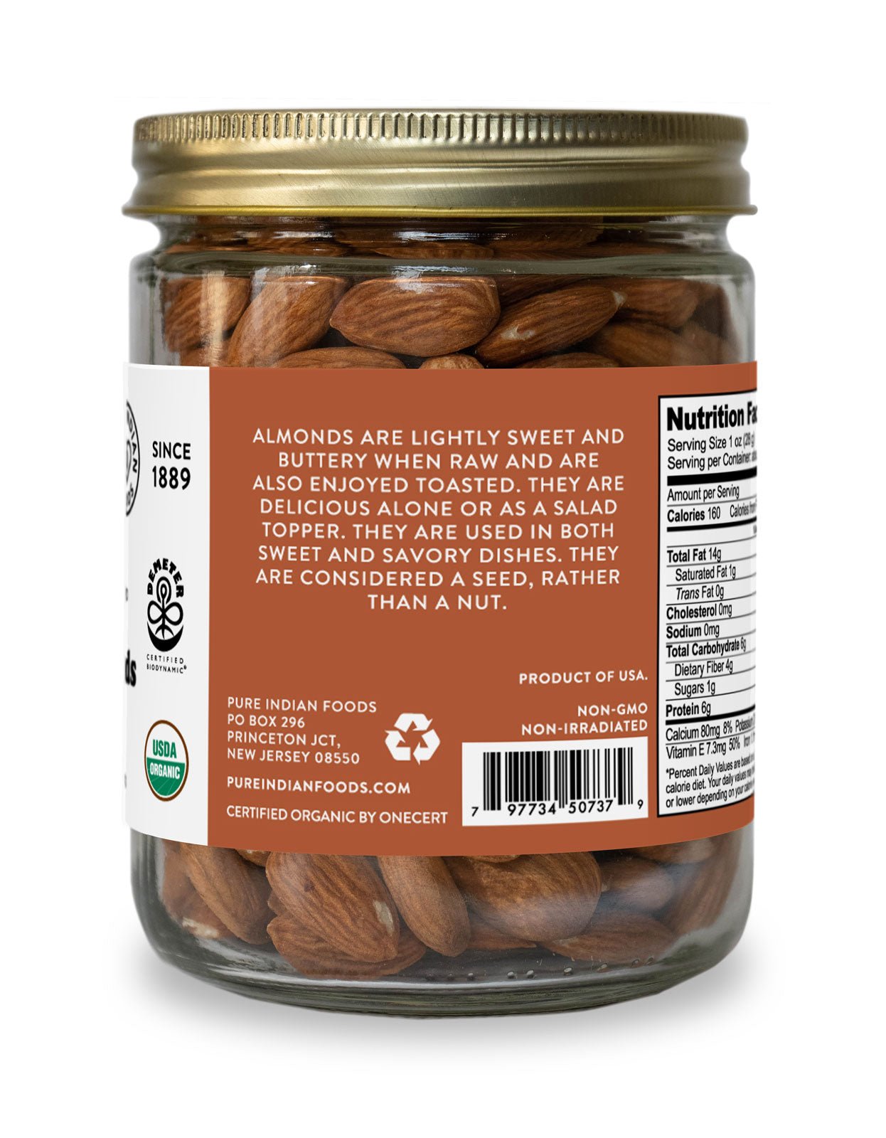 Pure Indian Foods Almonds, Certified Organic - 9 oz