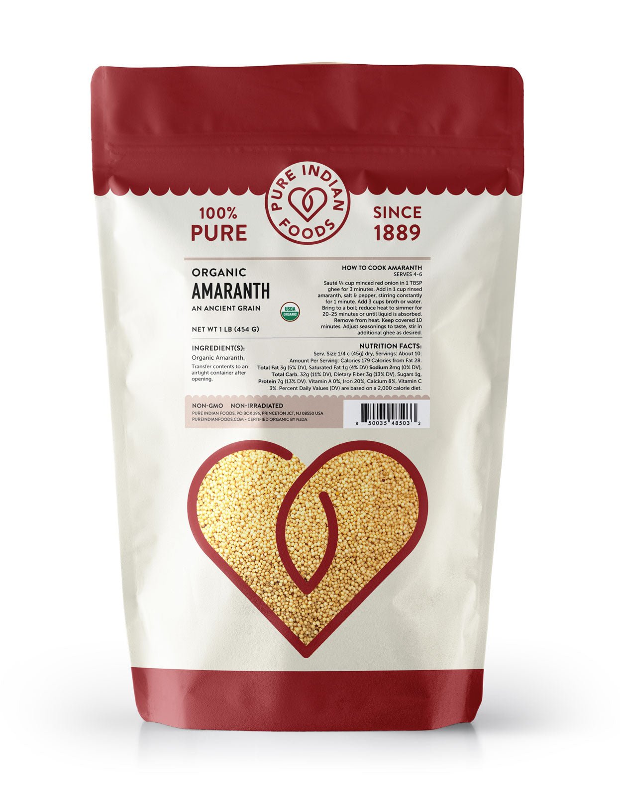 Pure Indian Foods Amaranth, Certified Organic - 1 lb