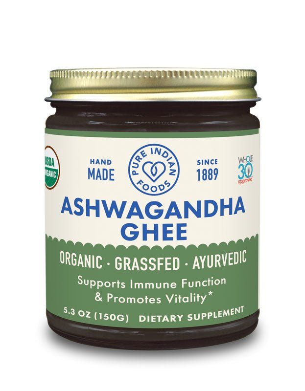 Pure Indian Foods Ashwagandha Ghee 5.3 oz, Certified Organic