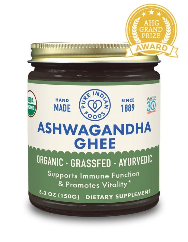 Pure Indian Foods Ashwagandha Ghee 5.3 oz, Certified Organic