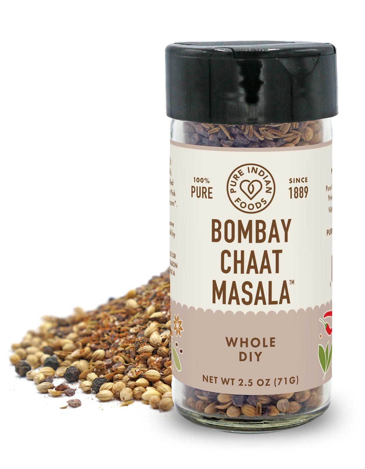 Pure Indian Foods Bombay Chaat Masala DIY - Whole Spices, Certified Organic - 2.5 oz