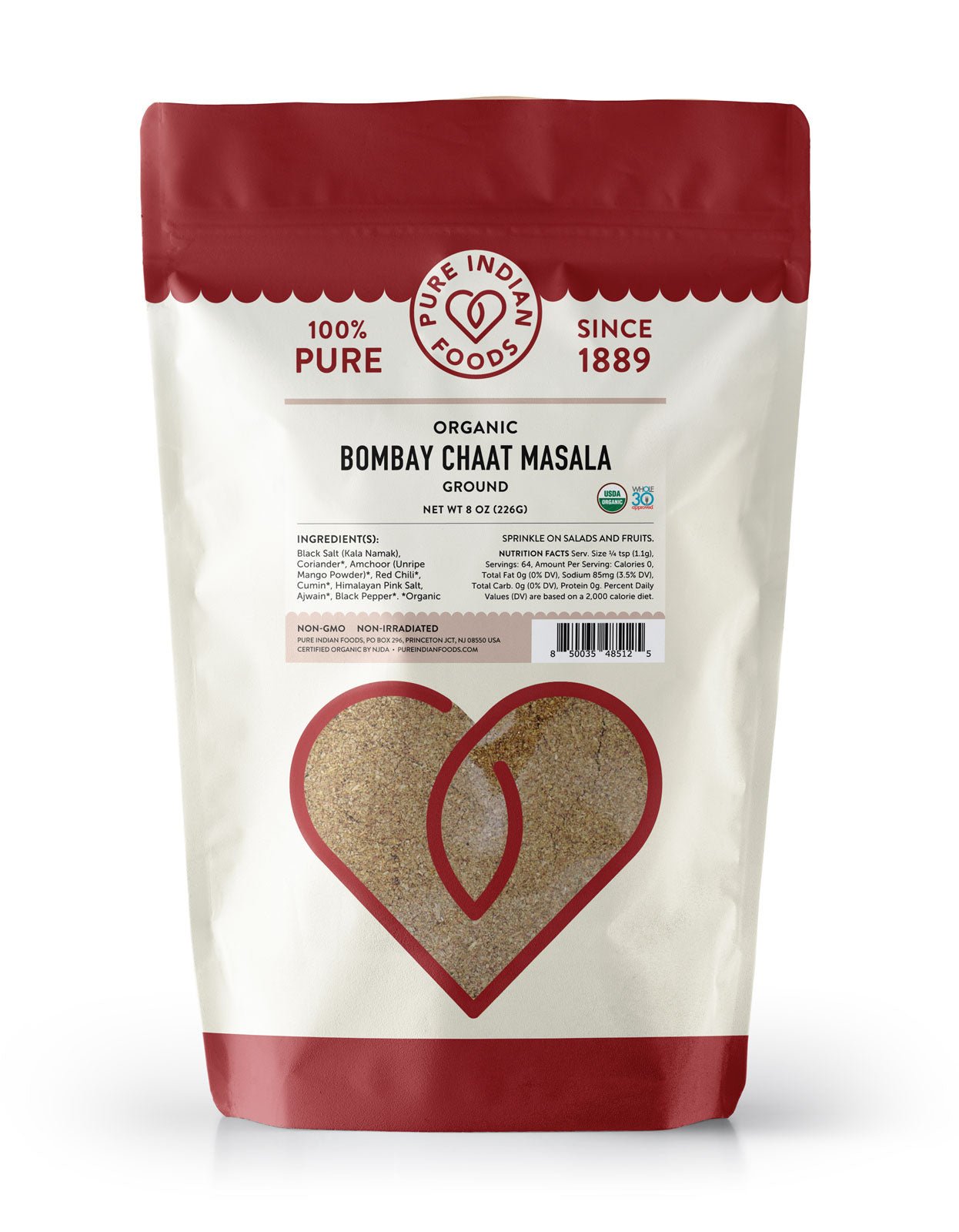 Pure Indian Foods Bombay Chaat Masala Ground, Certified Organic