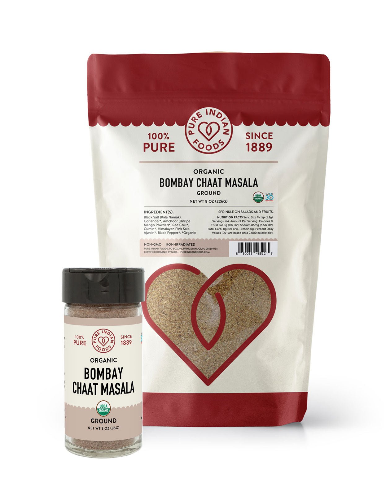 Pure Indian Foods Bombay Chaat Masala Ground, Certified Organic