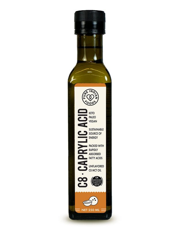 Pure Indian Foods C8 Caprylic Acid (Unflavored MCT Oil) 250 mL