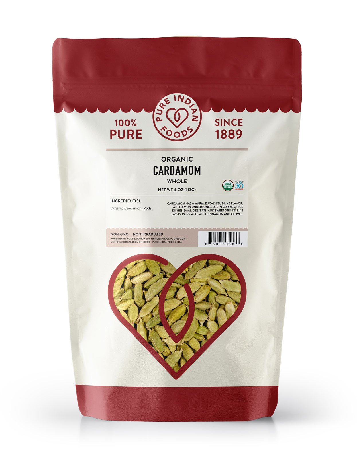 Pure Indian Foods Cardamom Green, Certified Organic