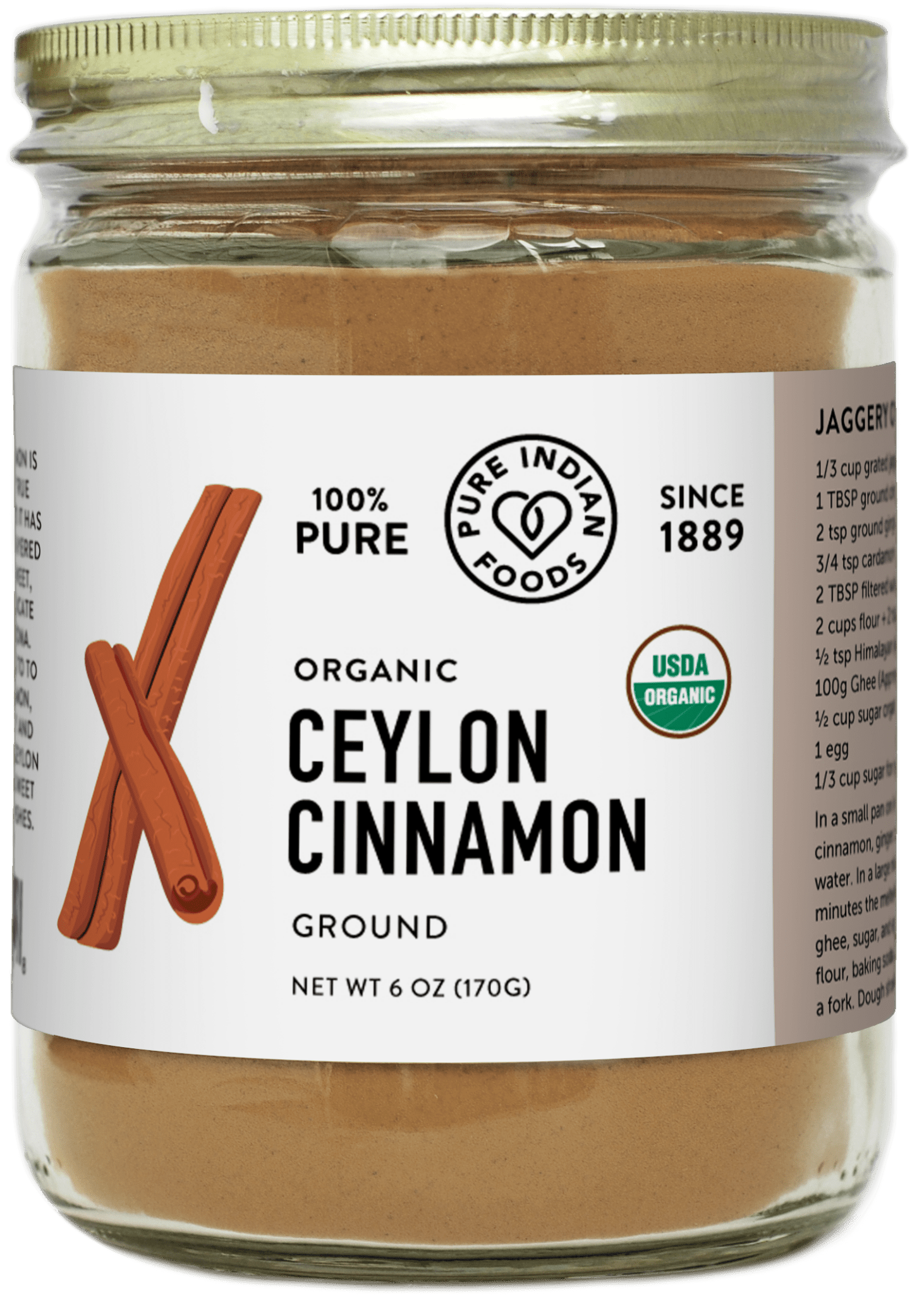 Pure Indian Foods Cinnamon (Ceylon True), Certified Organic