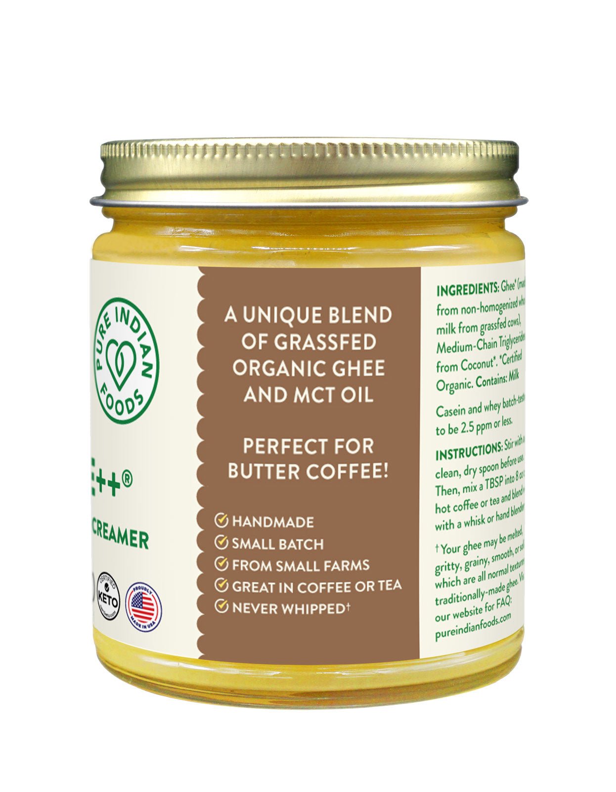 Pure Indian Foods Coffee++ Butter Coffee Creamer, Certified Organic