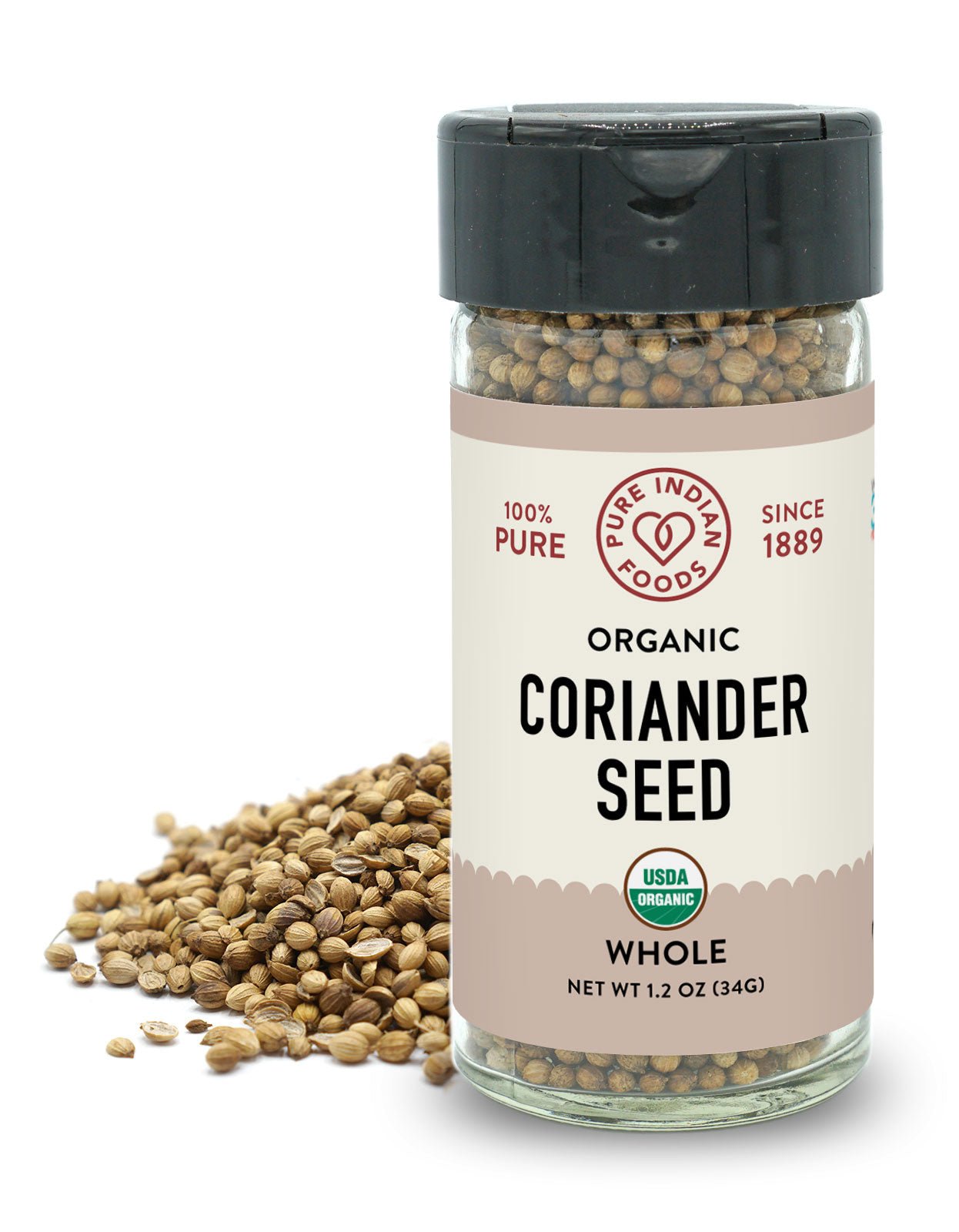 Pure Indian Foods Coriander Seed, Certified Organic