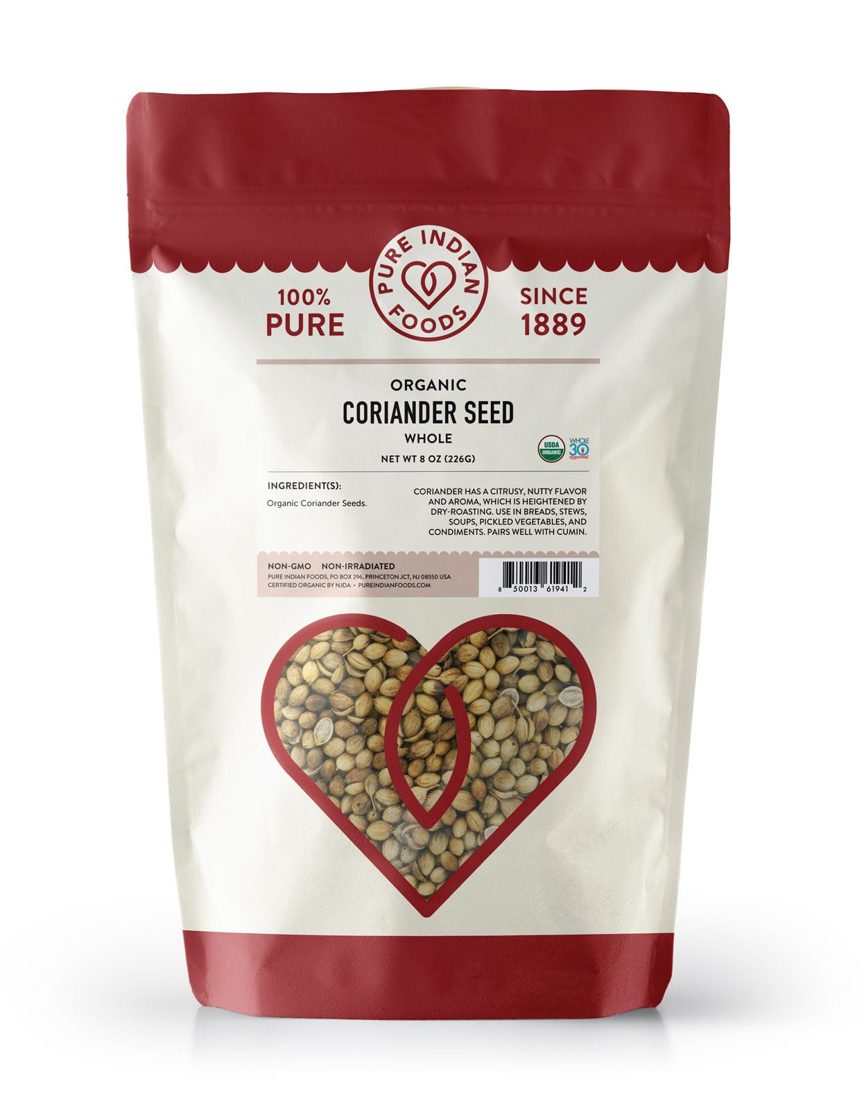 Pure Indian Foods Coriander Seed, Certified Organic