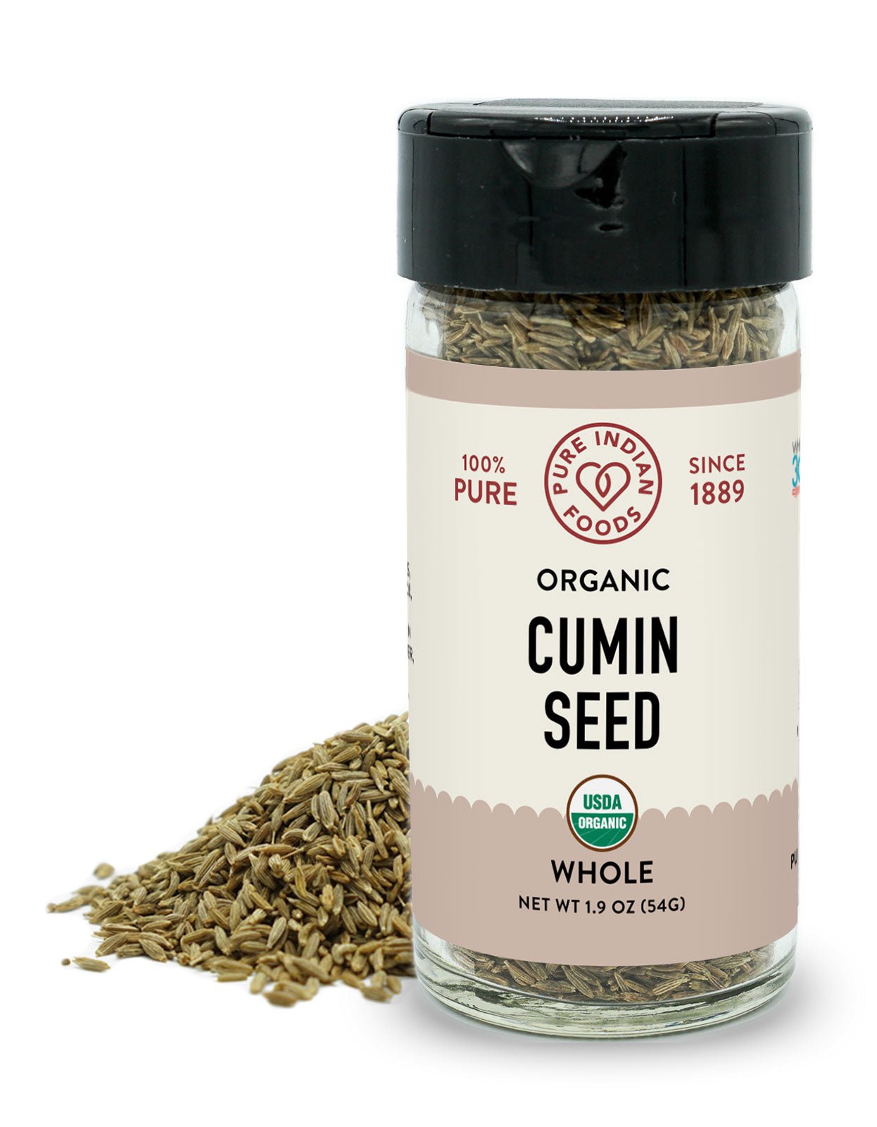 Pure Indian Foods Cumin Seeds (Jeera), Certified Organic