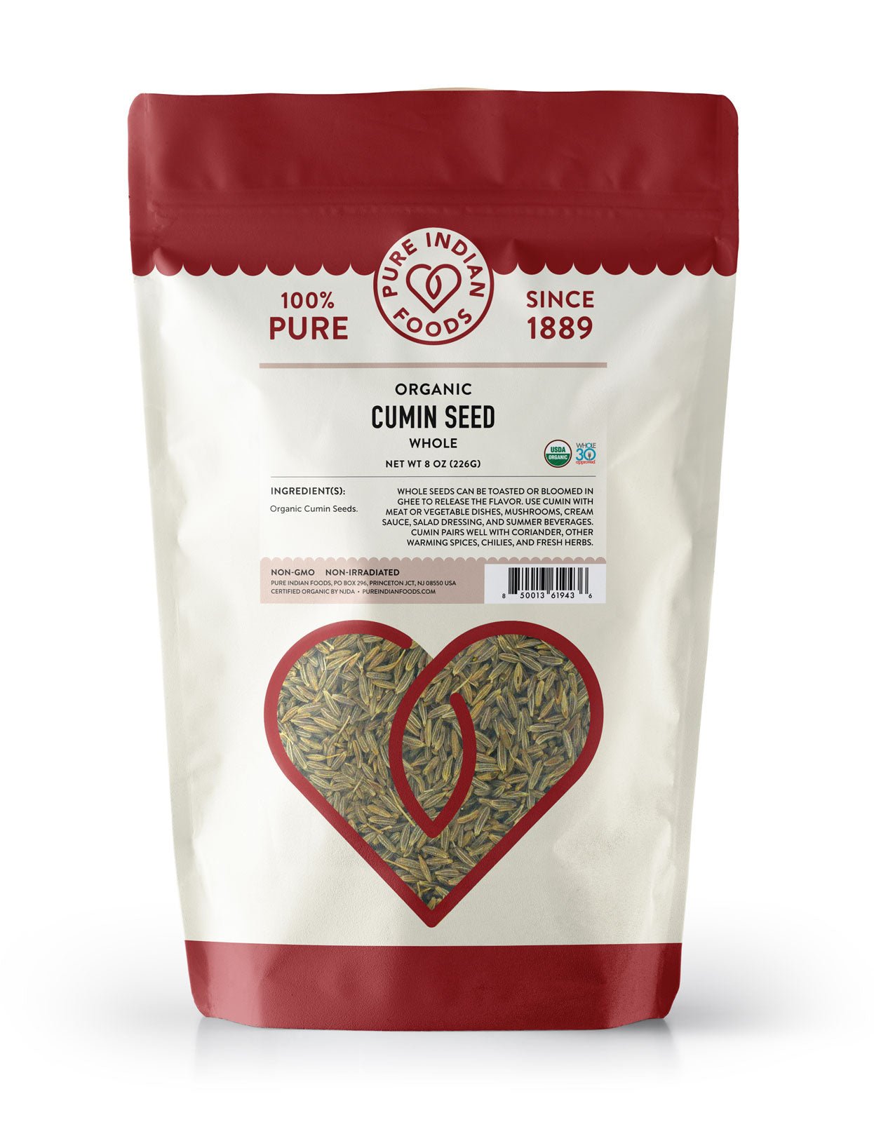 Pure Indian Foods Cumin Seeds (Jeera), Certified Organic