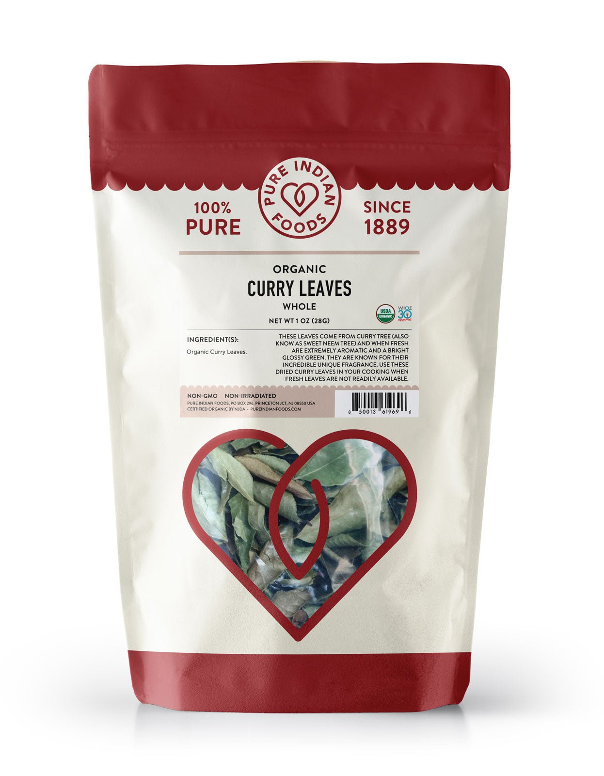 Pure Indian Foods Curry Leaves, Dried, Certified Organic - 1 oz