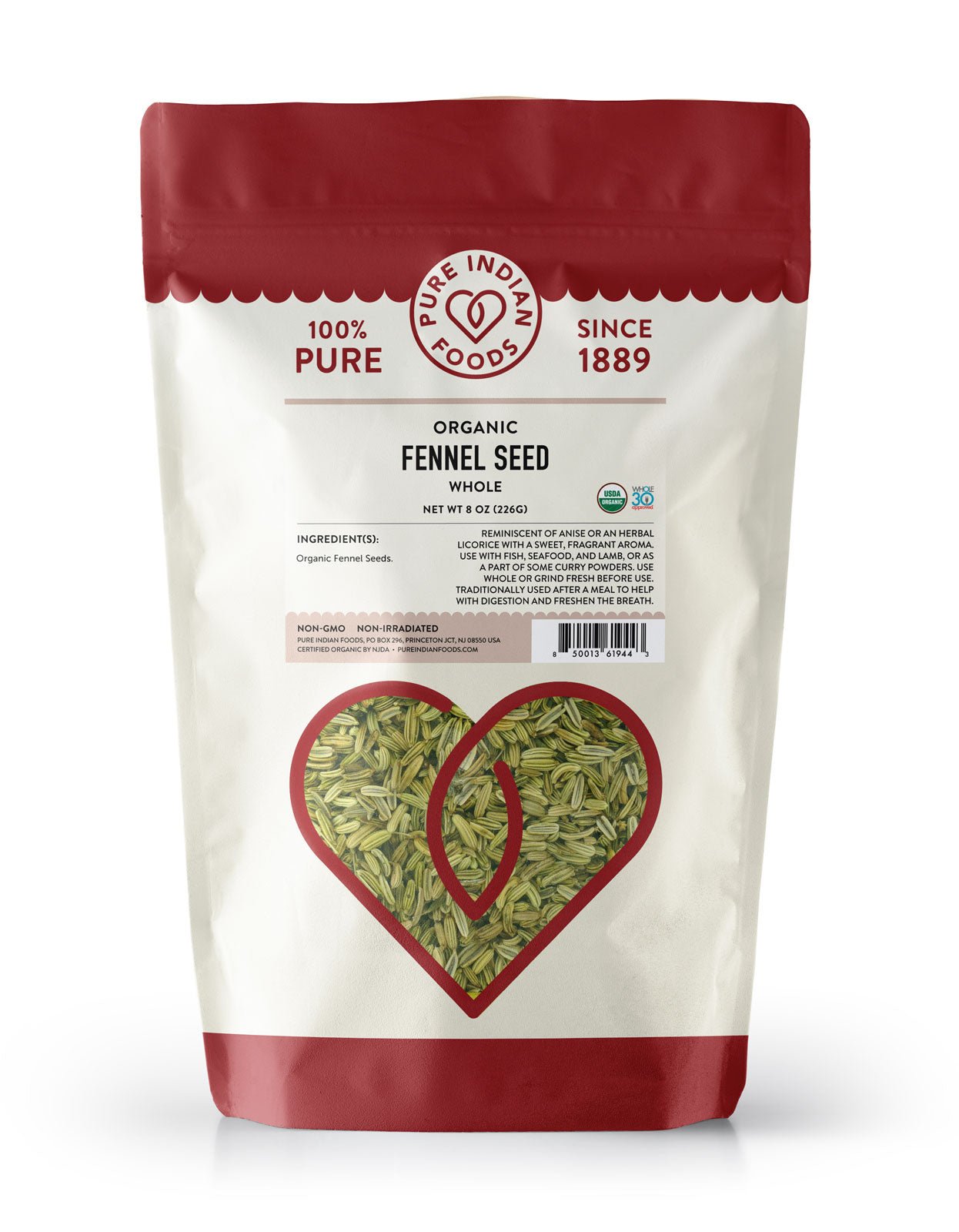 Pure Indian Foods Fennel Seed, Certified Organic