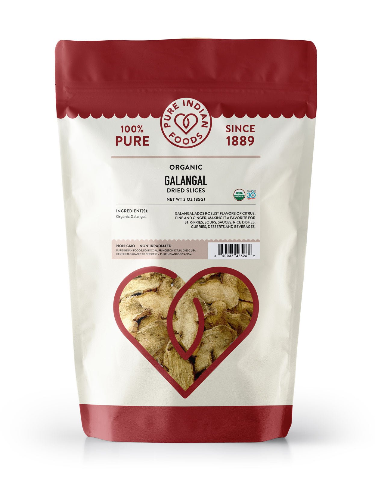 Pure Indian Foods Galangal Dried Slices, Certified Organic - 3 oz