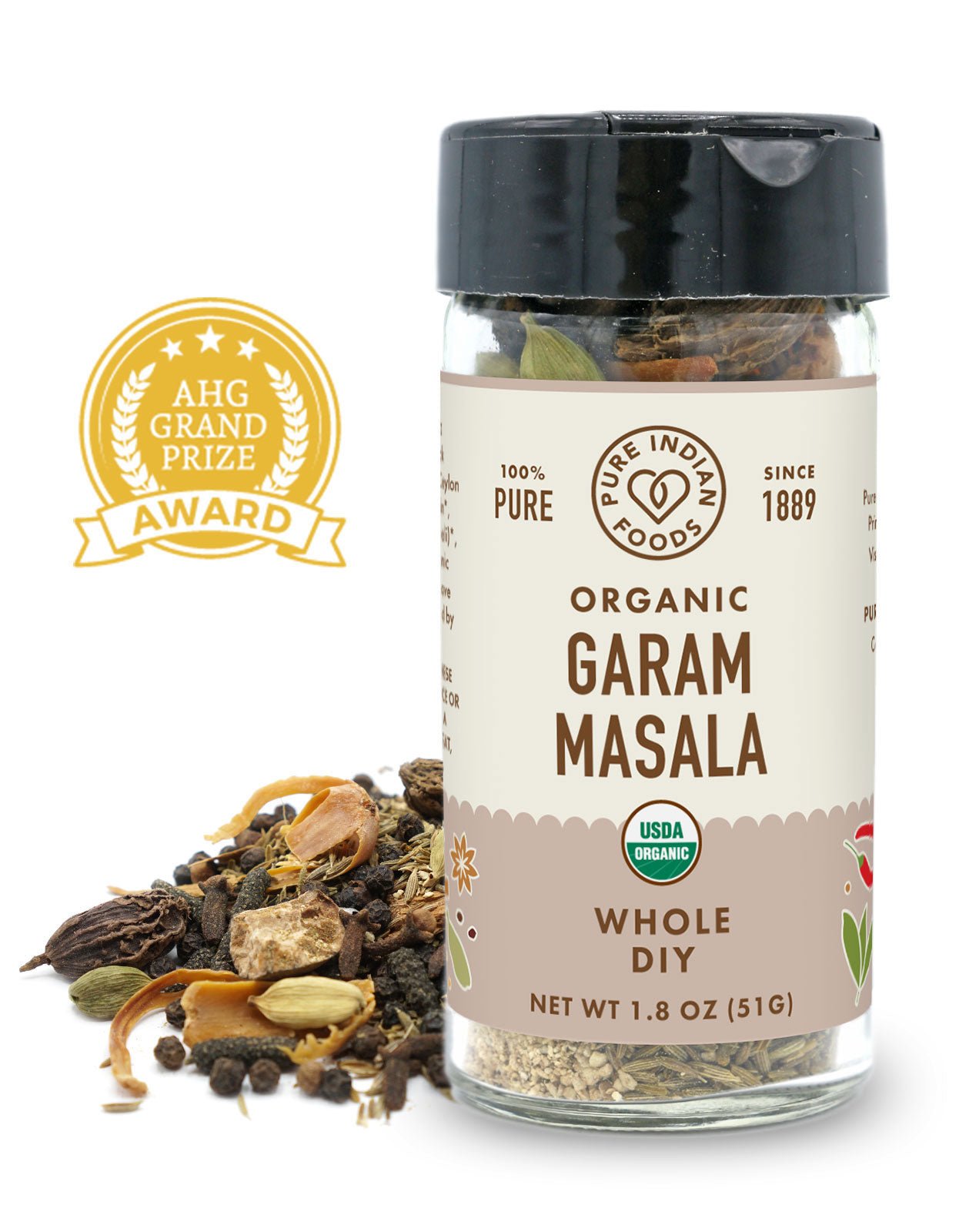 Pure Indian Foods Garam Masala DIY - Exotic Whole Spices - Treasured Family Recipe, Certified Organic