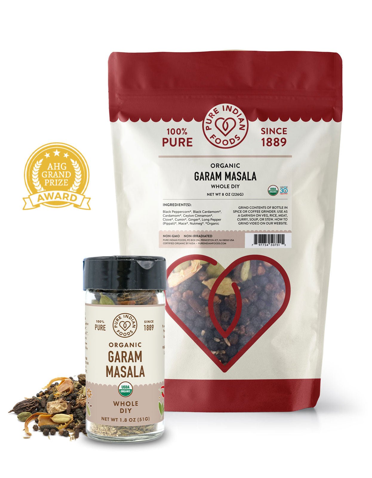 Pure Indian Foods Garam Masala DIY - Exotic Whole Spices - Treasured Family Recipe, Certified Organic