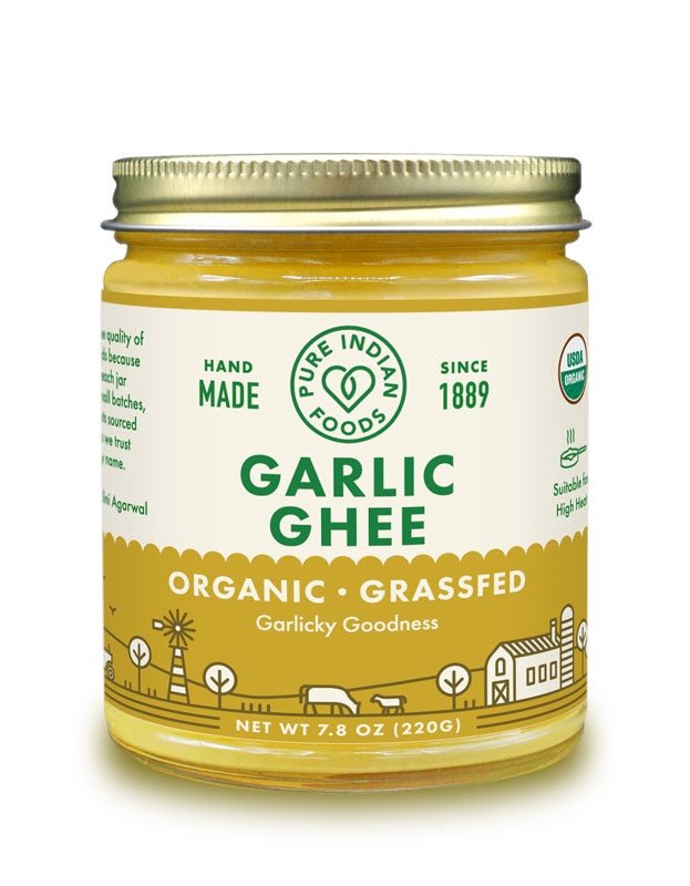 Pure Indian Foods Garlic Ghee, Grassfed & Certified Organic - 7.8 oz