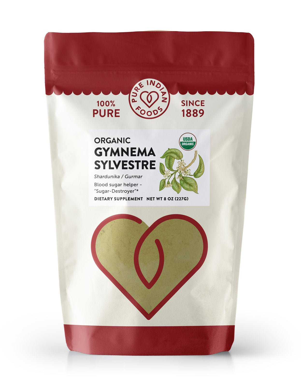 Pure Indian Foods Gymnema sylvestre Powder, Certified Organic - 8 oz