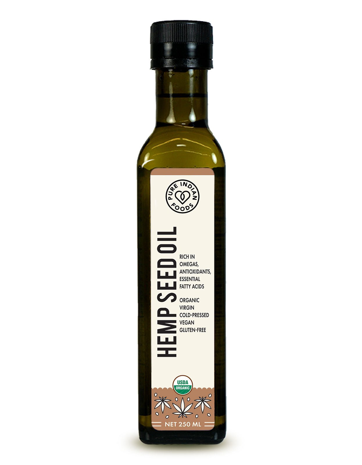 Pure Indian Foods Hemp Seed Oil, Virgin & Certified Organic - 250 mL