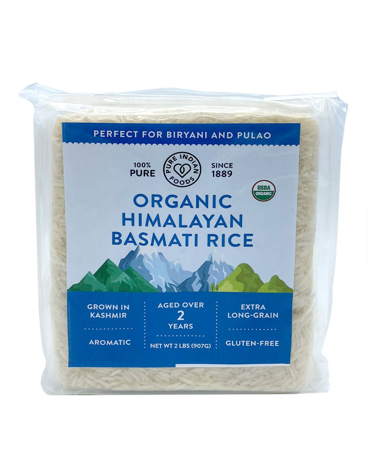 Pure Indian Foods Himalayan Basmati Rice Aged 2 Years, Certified Organic - 2 lbs