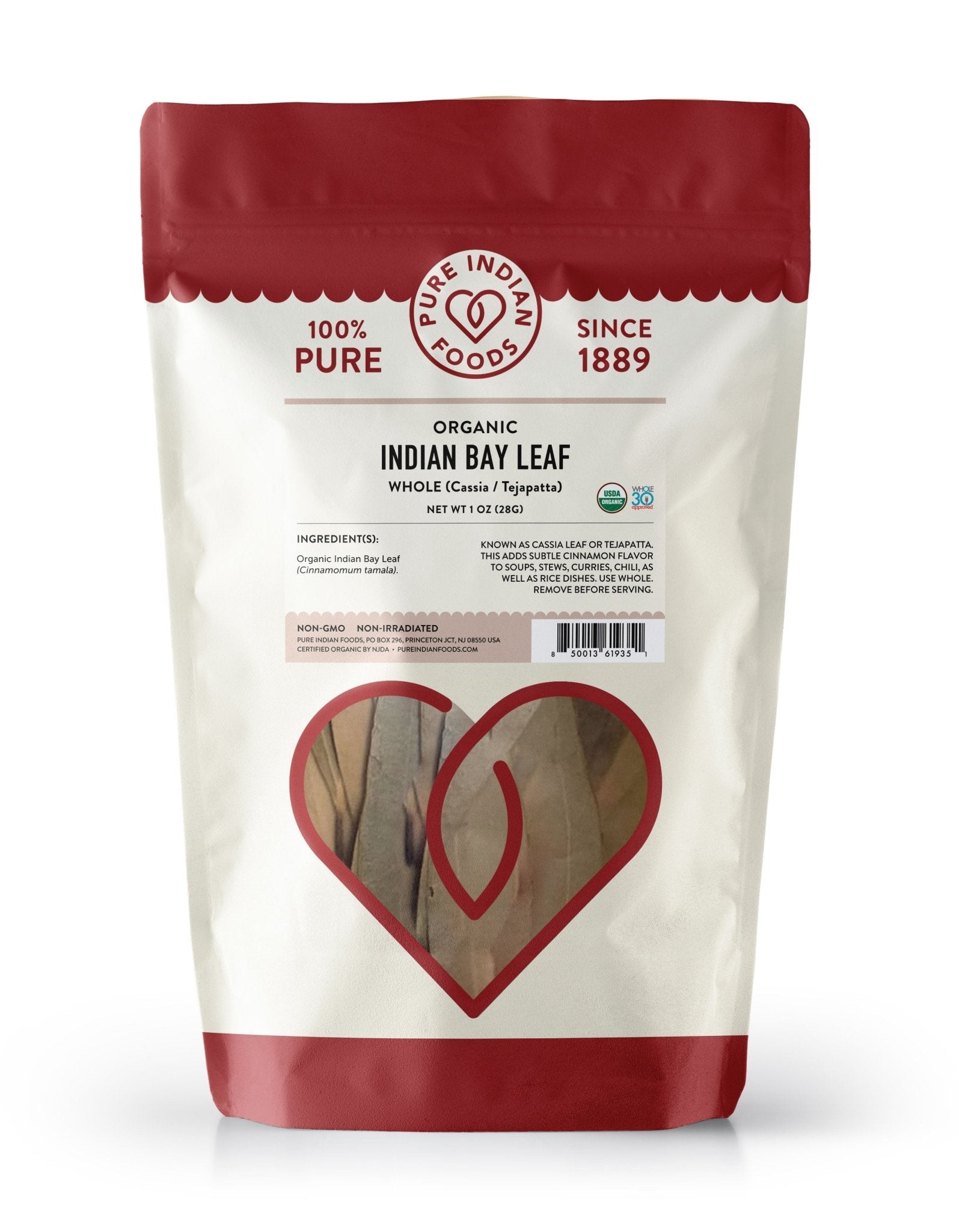 Pure Indian Foods Indian Bay Leaf (Cassia/Tejapatta), Certified Organic