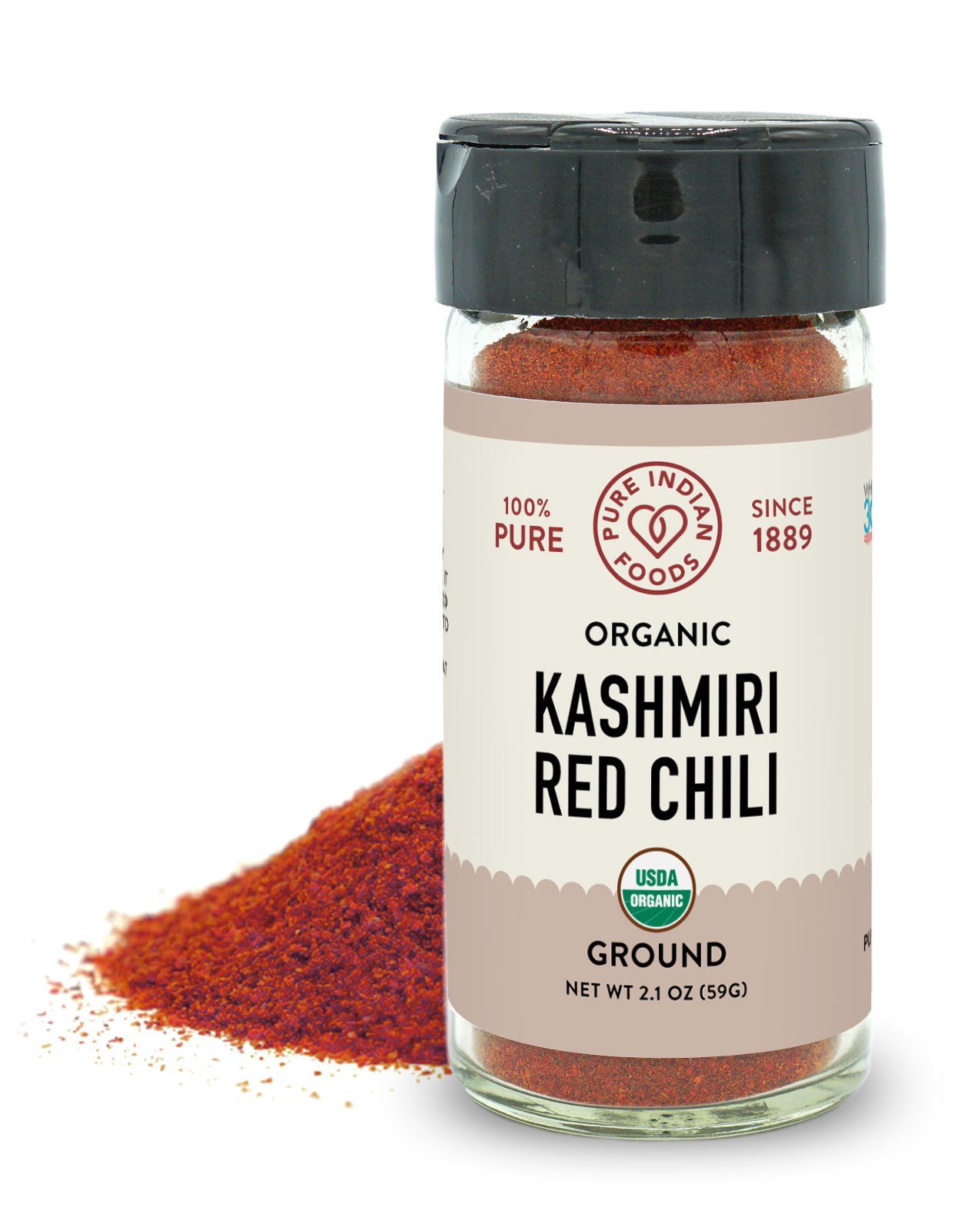 Pure Indian Foods Kashmiri Chili Powder (Mild), Certified Organic