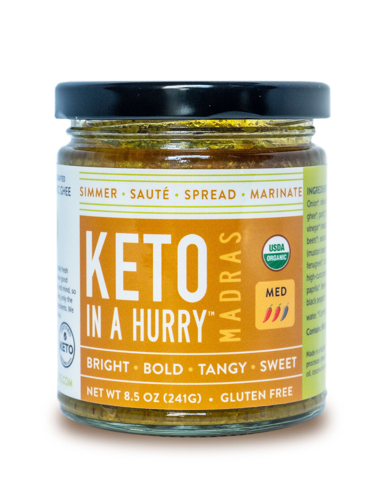 Pure Indian Foods Keto In A Hurry (Madras) 8.5 oz, Certified Ketogenic Organic Curry Sauce (No Added Sugar)