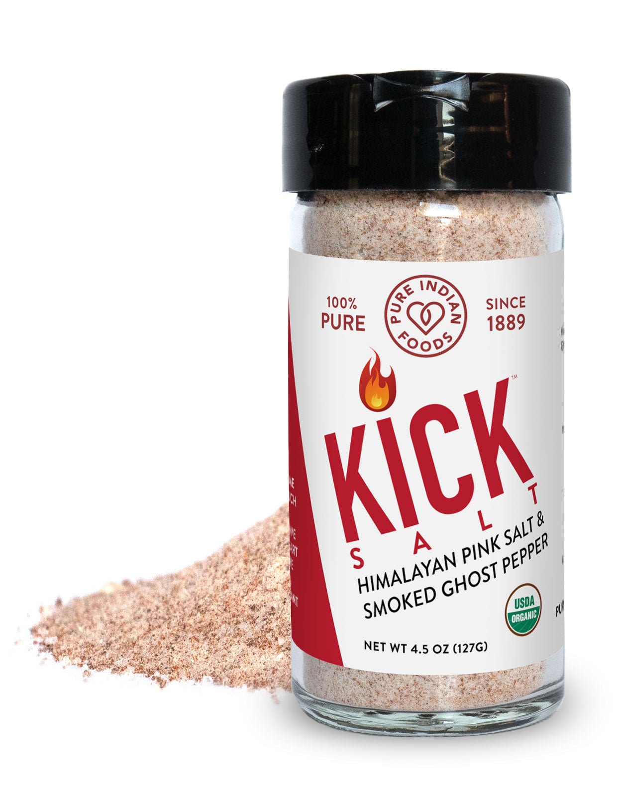 Pure Indian Foods KICK Salt - Himalayan Pink Salt & Smoked Ghost Pepper, Certified Organic - 4.5 oz