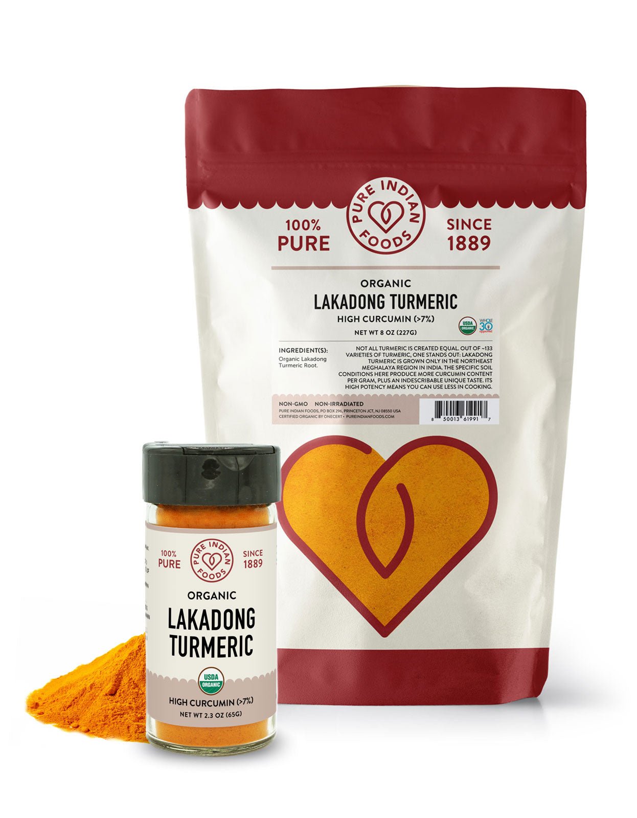 Pure Indian Foods Lakadong Turmeric (High Curcumin >7%), Certified Organic