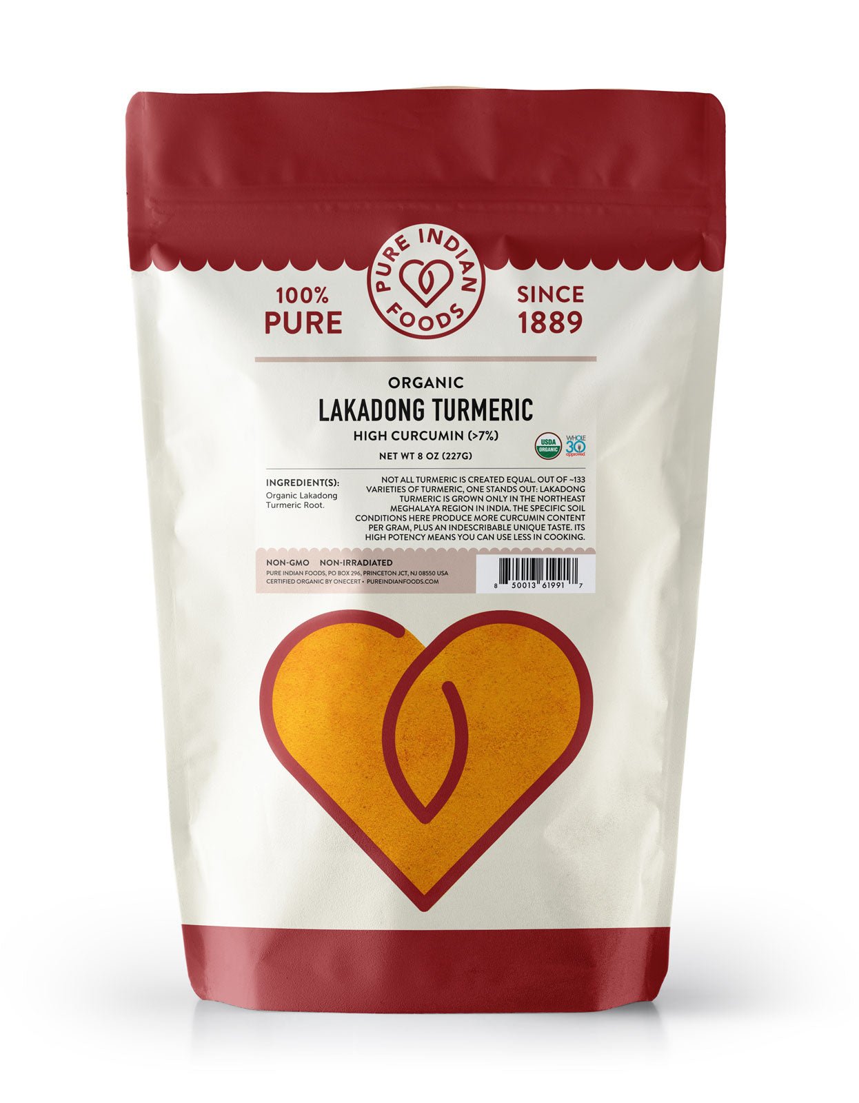 Pure Indian Foods Lakadong Turmeric (High Curcumin >7%), Certified Organic