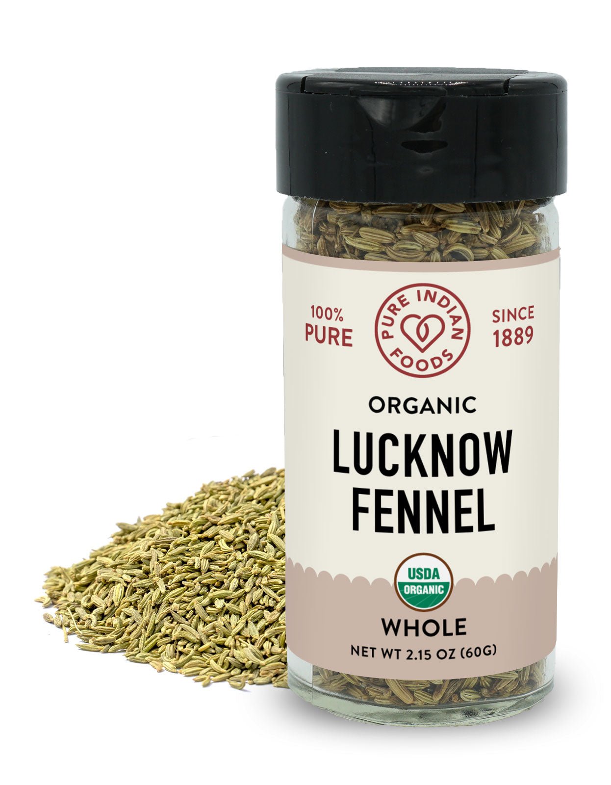 Pure Indian Foods Lucknow Fennel Seed, Certified Organic