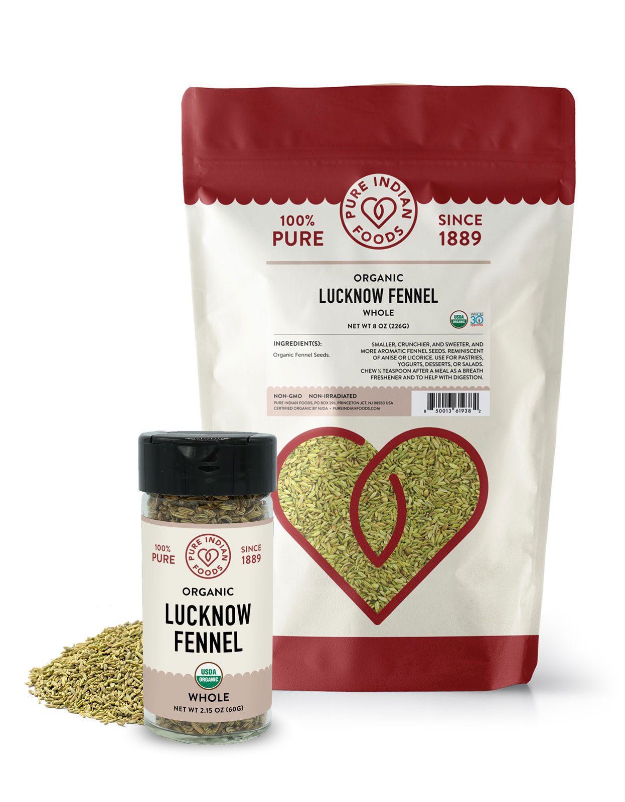 Pure Indian Foods Lucknow Fennel Seed, Certified Organic