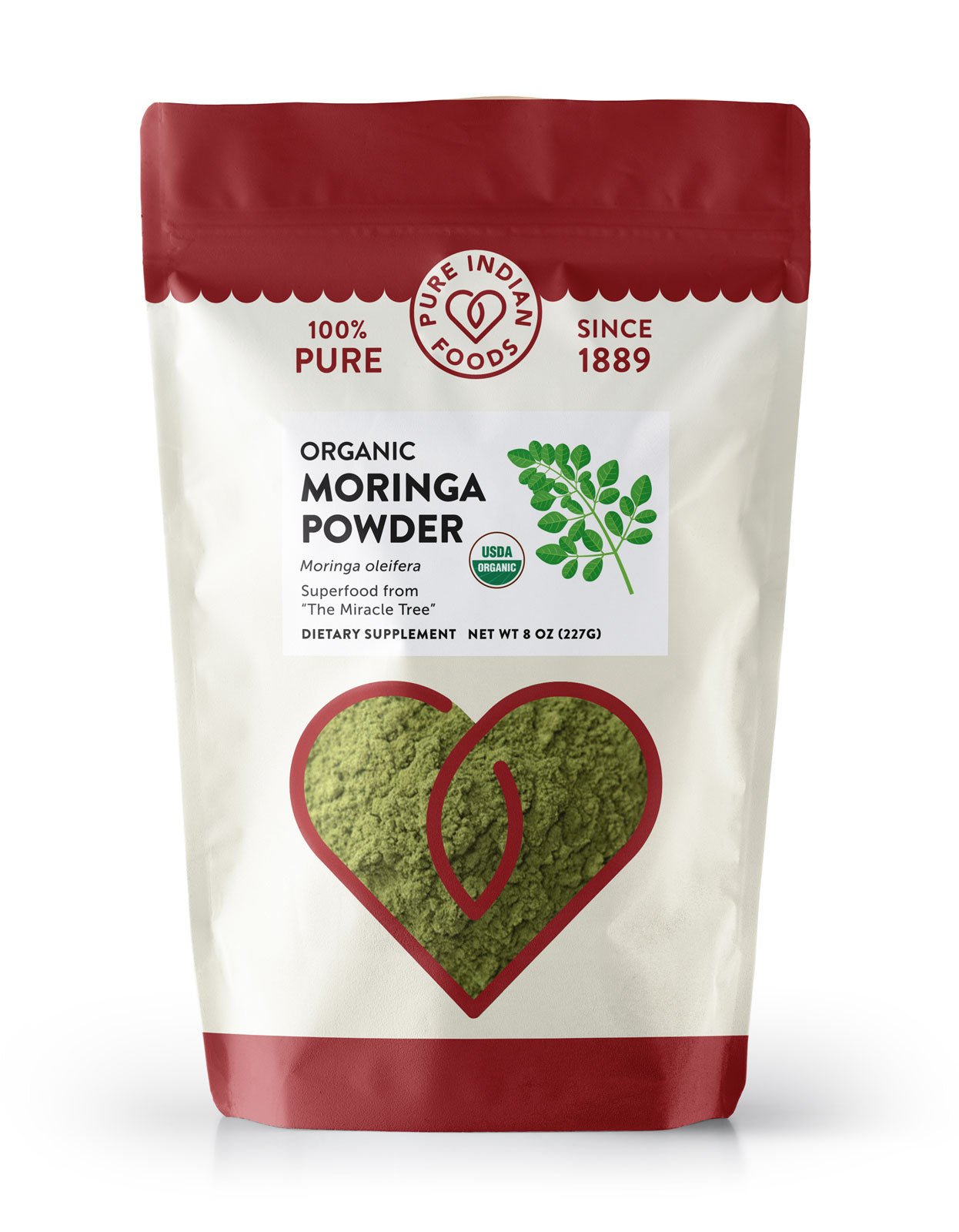 Pure Indian Foods Moringa Powder, Certified Organic - 8 oz