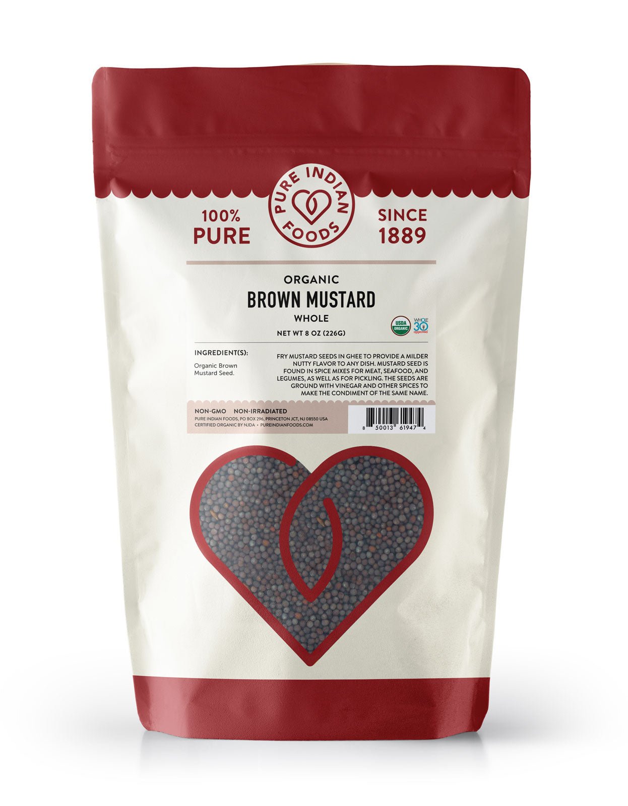 Pure Indian Foods Mustard Seed Brown, Certified Organic