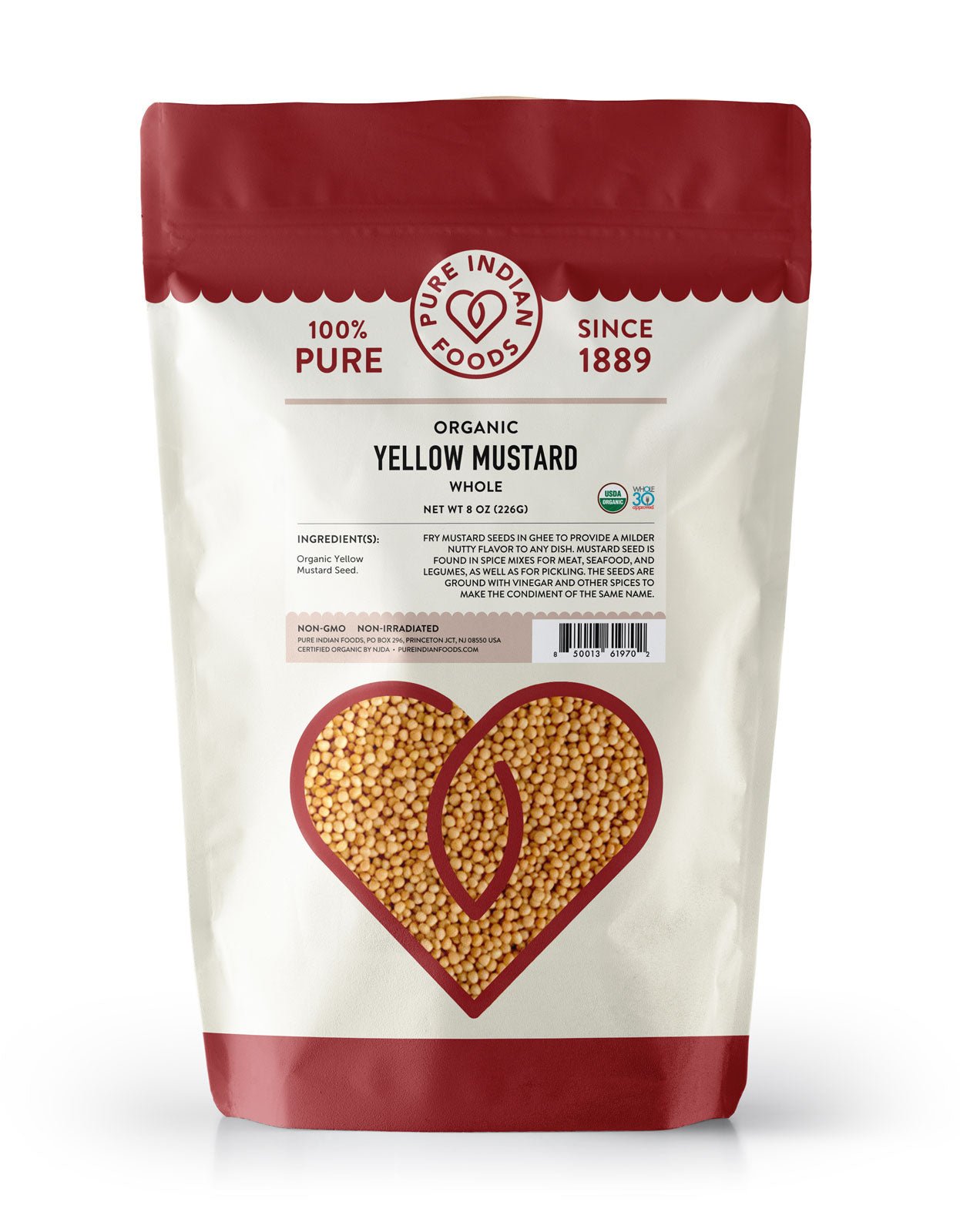 Pure Indian Foods Mustard Seed Yellow, Certified Organic