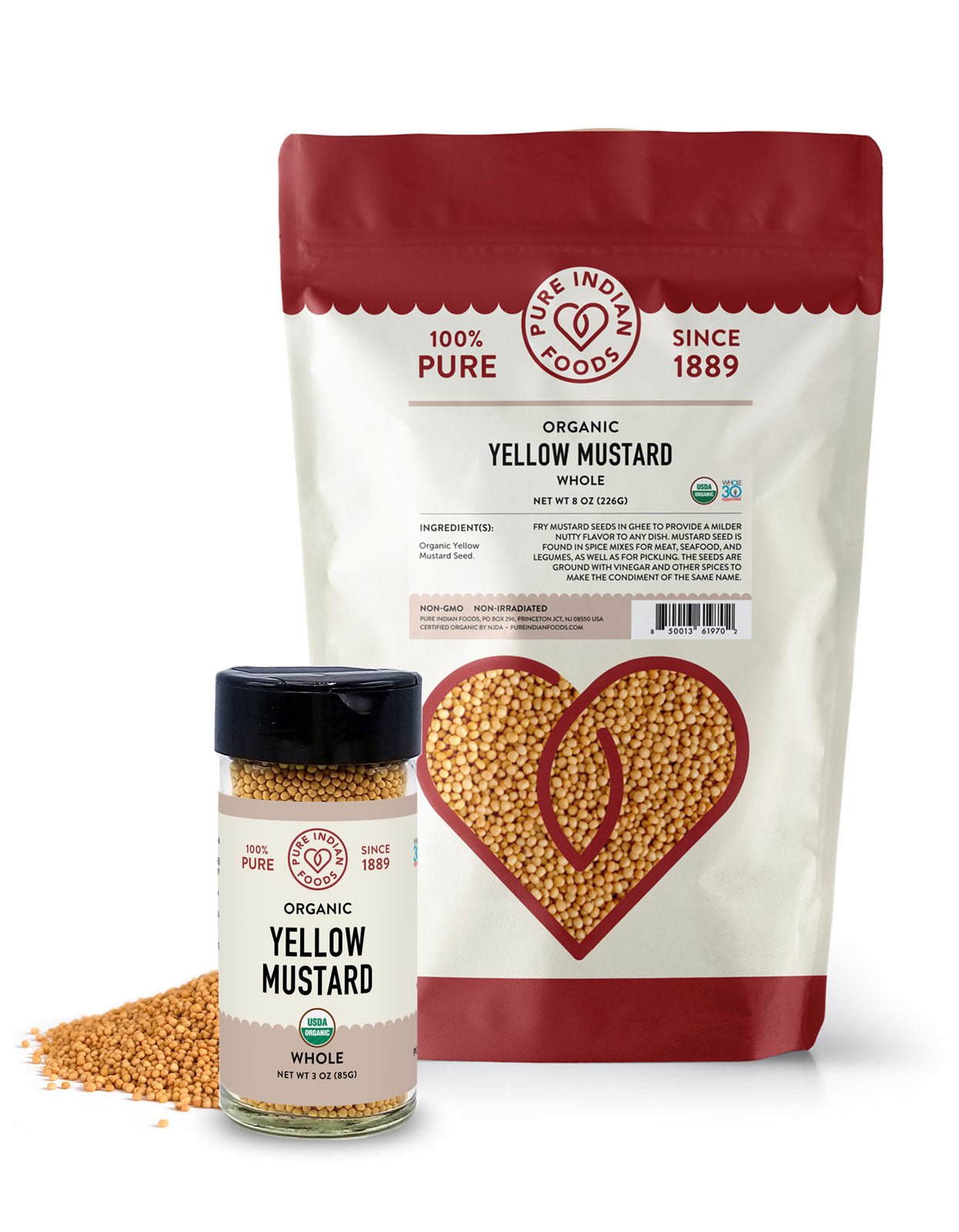 Pure Indian Foods Mustard Seed Yellow, Certified Organic