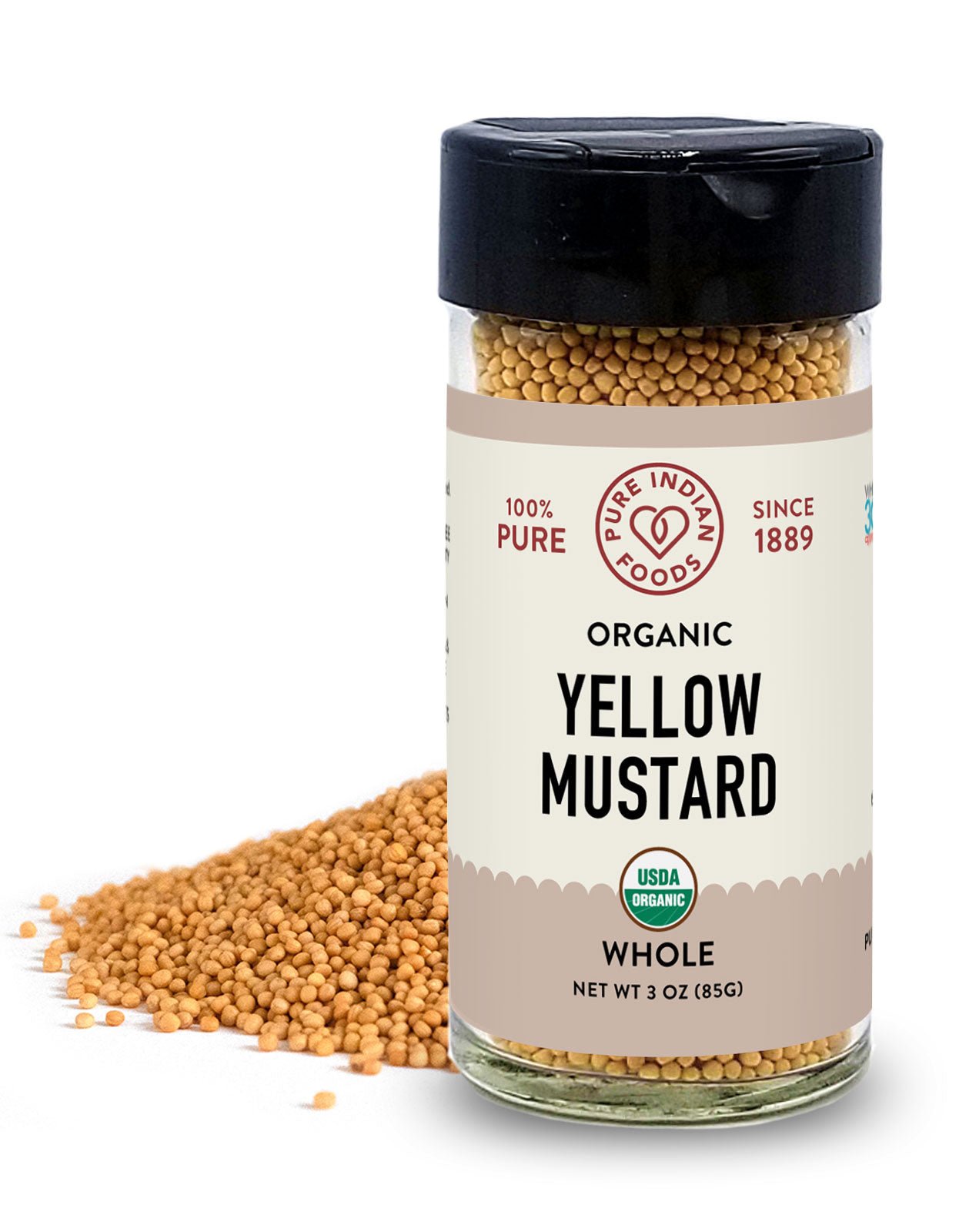 Pure Indian Foods Mustard Seed Yellow, Certified Organic