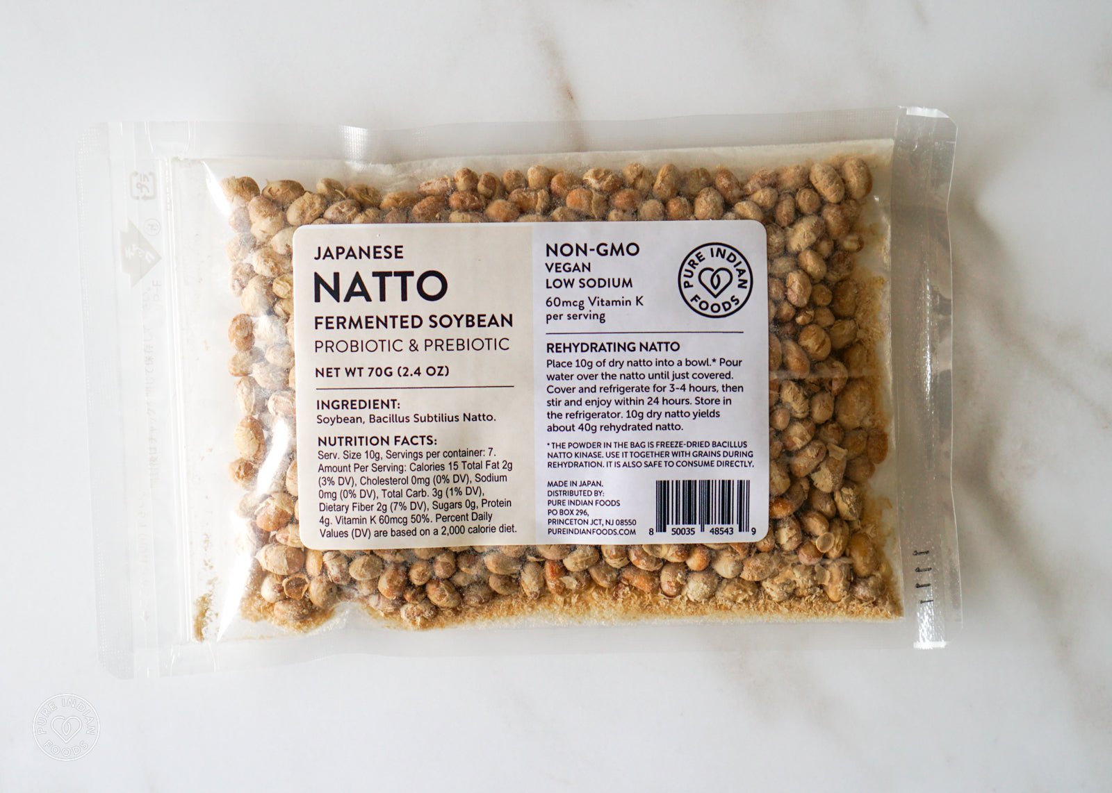 Pure Indian Foods Natto, Freeze - Dried, Non - GMO - 70g (2.4 oz)