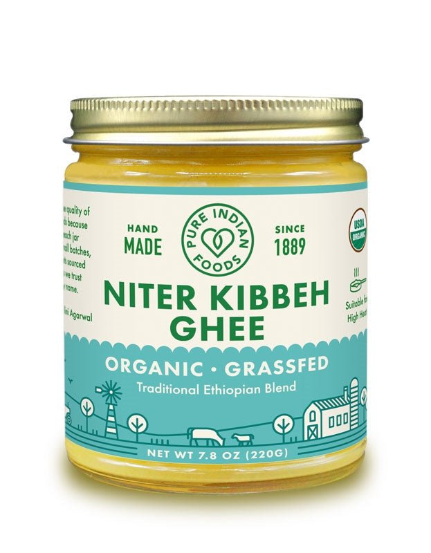 Pure Indian Foods Niter Kibbeh Ghee (Ethiopian Spiced Ghee), Grassfed & Certified Organic - 7.8 oz