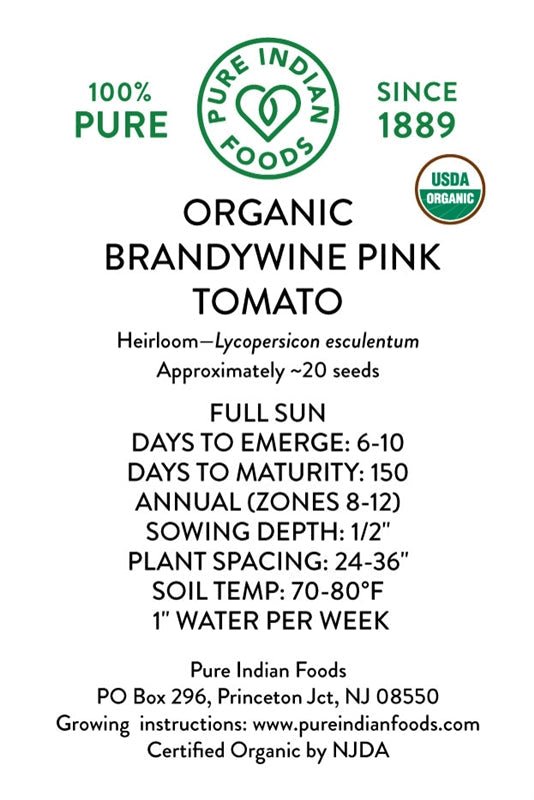 Pure Indian Foods Organic Brandywine Pink Tomato Seeds