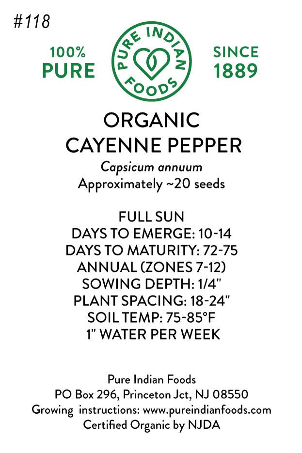 Pure Indian Foods Organic Cayenne Pepper Seeds (Long Red Narrow)