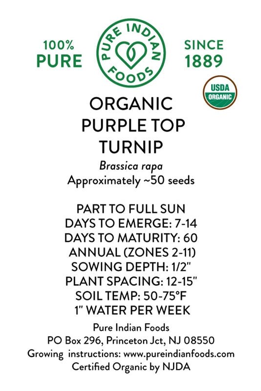 Pure Indian Foods Organic Purple Top Turnip Seeds