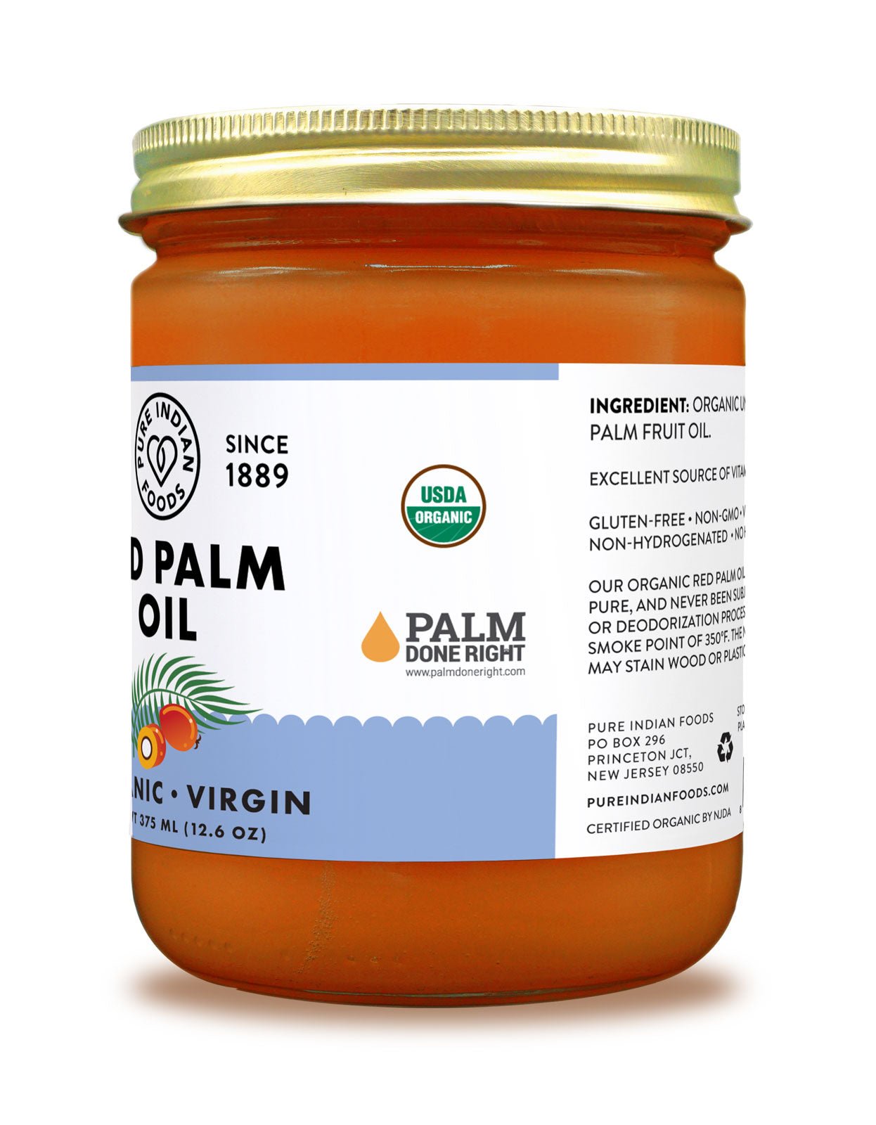 Pure Indian Foods Red Palm Oil, Certified Organic - 12.6 oz