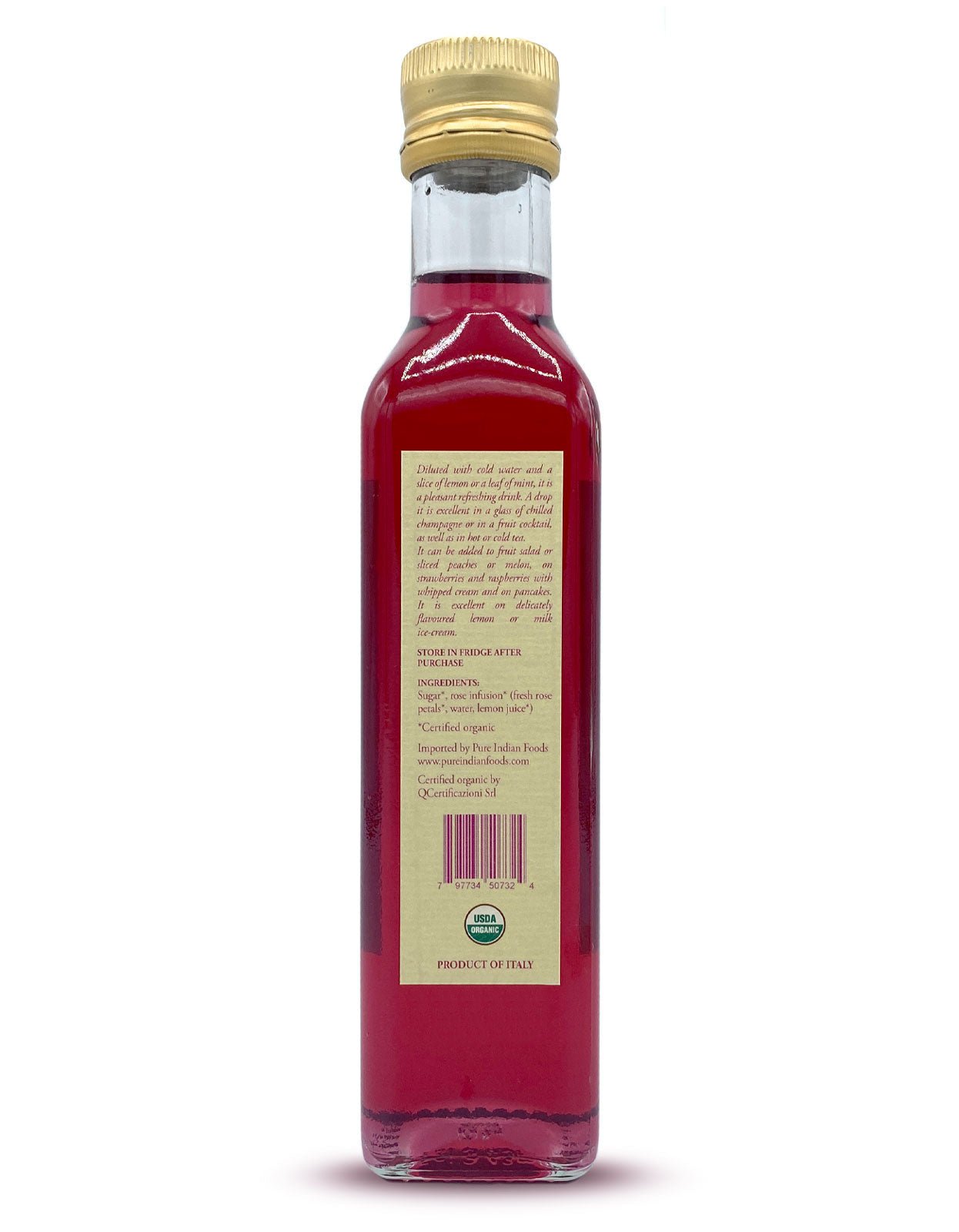 Pure Indian Foods Rose Syrup, Certified Organic - 8.5 oz (250mL)